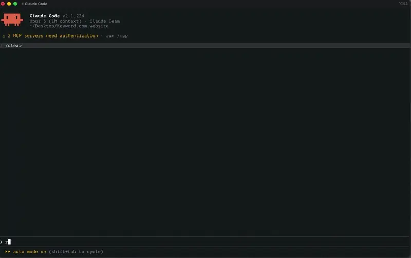 Claude Code running in a terminal against the Astro site's repository